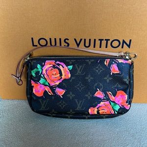 Authentic limited monogram roses clutch